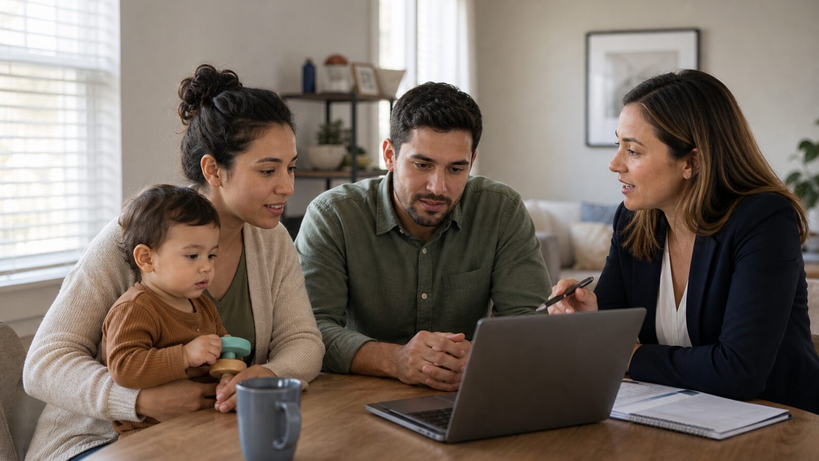 Health agent helping a family compare exclusive ACA marketplace plan options
